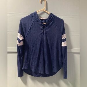 Rewind Dark Blue Knit Hoodie